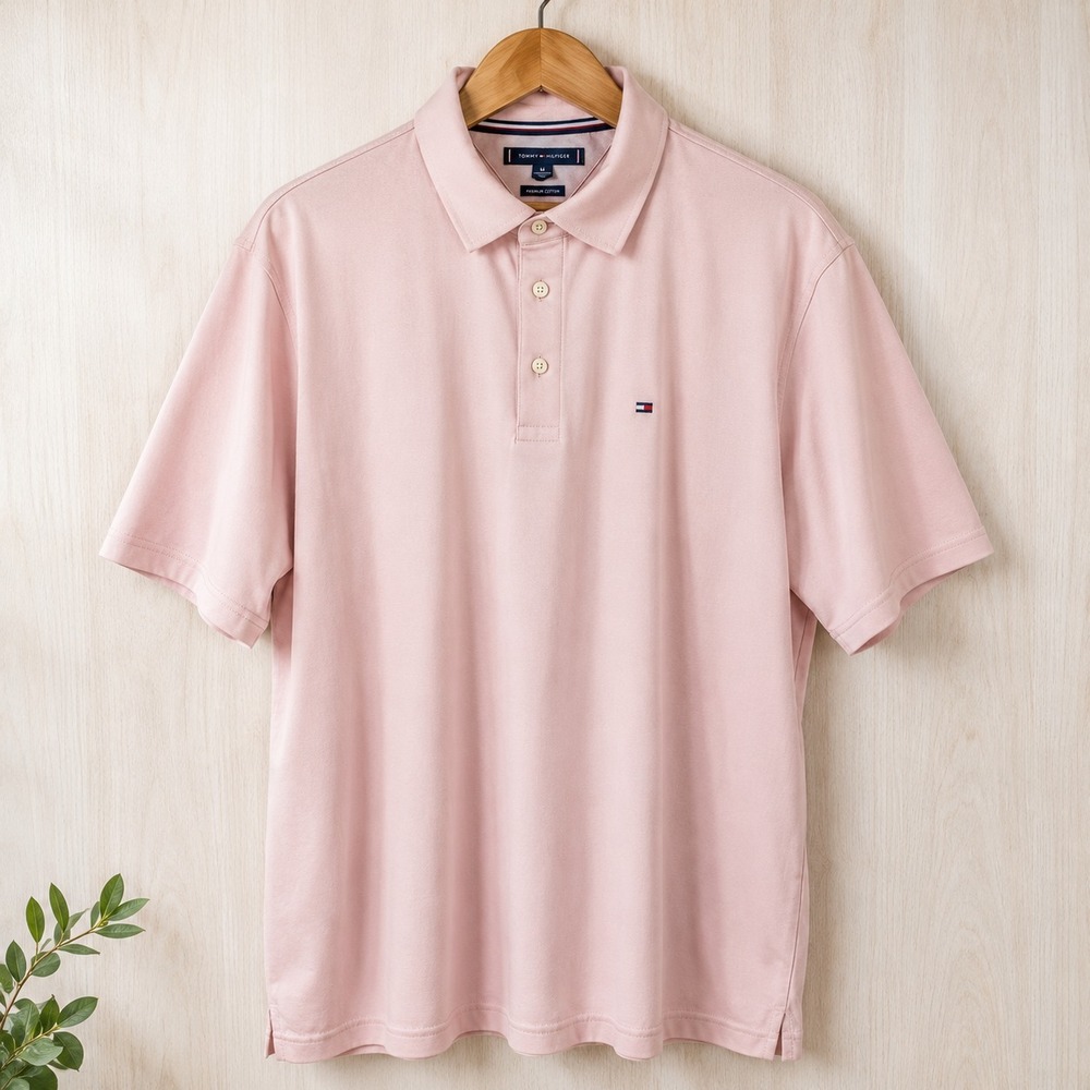 Tommy Hilfiger Polo Shirt‎ Mens XXL Pink Slim Fit Stretch Cotton Pique Preppy